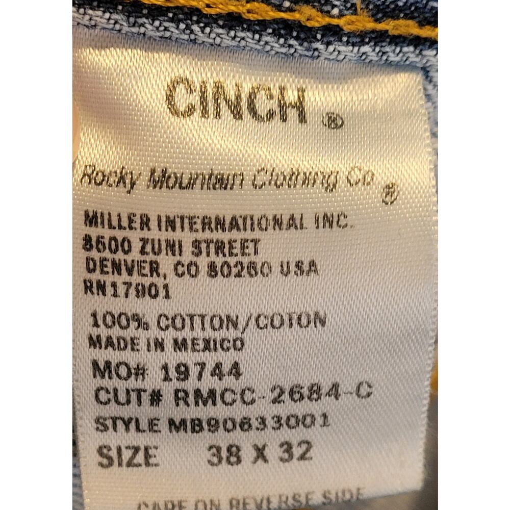 Cinch Black Label Men's Denim Jeans Size 38Wx32L Relaxed Fit slightly Distressed - Picture 8 of 9